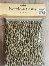 6 Yards Wooden Bead Trims for Crafts Home Decor Drapery Wood Beads OLIVE NEW