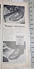 1954 Winthrop Shoes Vintage Print Ad Tomahawk Men's Dress Casual Leather B&W