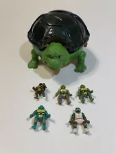 Vintage Mini Teenage Mutant Ninja Turtles Figurine Lot with Big Turtle