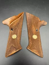 High Standard Sport King Pistol Grips Original Parts Brown Wood Checkered