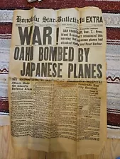 WWII Pearl Harbor 12/7/1941 Honolulu, HI Original Newspaper