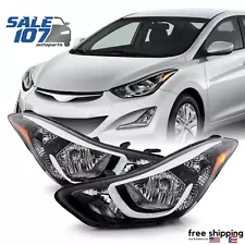 For 2014-2016 Hyundai Elantra Black Halogen Headlights Lamp Assembly Left+Right (For: 2014 Hyundai Elantra)