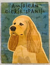 American Cocker Spaniel Dog Art Block Shelf Sitter John W. Golden Digital Artist