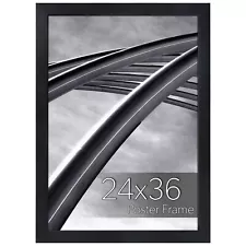 24x36 Black Poster Frame, Wall Hanging for Large Pictures, Movie Art-Plexiglass