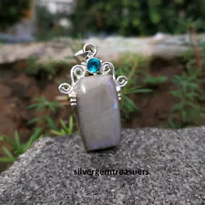 Moonstone, Blue Topaz 925 Sterling Silver Pendant Jewelry Christmas Sale MN-25