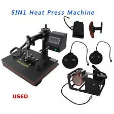 USED 5in1 Sublimation Heat Press Transfer Machine 110V Hot Stamping Machine