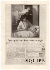 1924 Squibb Vintage Print Ad Sodium Bicarbonate Sick Child Mother And Father