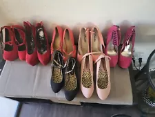 Lot Of 7 Sexy Women Pump Shoes High Heel Stilettos Platform & Wedges Size 7 1/2