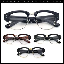 Retro Nerdy Thick Half Rim Hipster DJ Clear Lens Fashion Eyeglasses