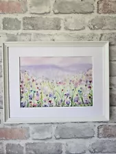 SALE! Original Watercolour Painting Framed Poppies Flowers Landscape Sunny Gift