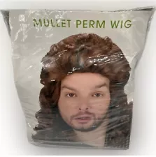 Pony - Perm Mullet Costume Wig Adult Men Curly Brown Redneck Hairdo Halloween