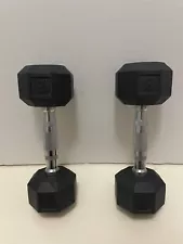 Barbell, 8 lb Coated Rubber Hex Dumbbell, Pair for Fitness and Strength Training