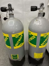 New ListingPair Used 98cu ft Farber Steel Scuba Tank / Cylinder w Convertable Valves