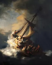 Storm on the Sea of Galilee by Rembrandt Oil painting HD Printed on canvas P2179