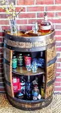 Half Whiskey Bourbon Barrel Cabinet Handcrafted from a Reclaimed Whiskey Barrel