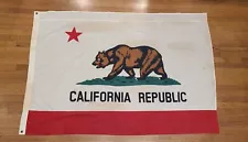 Vintage California Republic Cotton American USA CA State Bear Sign 4' X 6' Flag