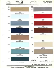 1964 PLYMOUTH FURY BELVEDERE SAVOY VALIANT WAGON PAINT CHIPS SHEET (PPG)