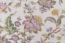 4 Drapes Lovely Wisteria Lilac French Jacobean Ivory Linen CUSTOM WORK OK