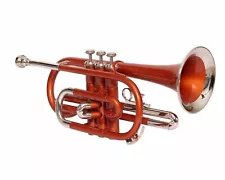 SALE !!! BRAND NEW CORNET NEW ORANGE NICKLE Bb FLAT CORNET WITH FREE HARD CASE