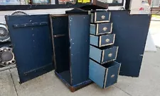 Antique Spaulding Vulcanized Fibre Steamer Wardrobe Trunk with Clothes Rack (SR)