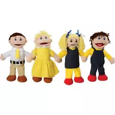 Caucasian Puppets Set of 4 with 15" Mother & Father and 13" H. Sister & Broth...