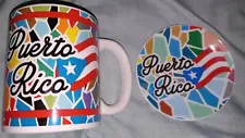 Puerto Rico Multi-Color Coffee Cup Mug W/Plate For Mug