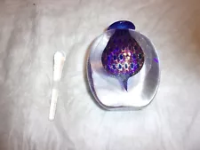 Hand Blown Art Glass Perfume Bottle Paperweight, Signed by Artist