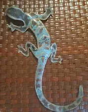 Lizard Gecko Metal Wall Decor Art Sculpture Indoor Outdoor Signed JPMC 13x5"