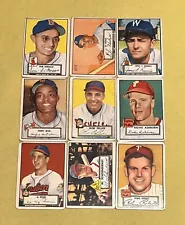 1952 Topps (9) Different HOF & STAR Vintage Baseball Card Lot *CgC605*