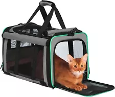 New ListingCollapsible Airline-Approved Pet Carrier with Safety Lock for Cats/Dogs Gray