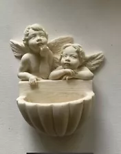 Vintage Alabaster Angel Holy Water Font For Home Giannelli 1996 Signed