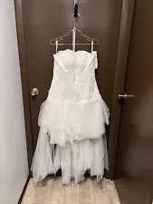 Size 14 OreaSposa Short Wedding Dress Bridal Gown Ivory High Low Sleeveless