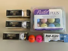 LOT OF GOLF BALLS DESIGNED FOR WOMEN-PRECEPT LADY-TOP FLITE XL-W- PASTEL-+TEES