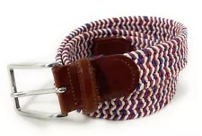 Peter Millar Woven Braided Belt Size 34 Made In Italy Red White Blue Golf