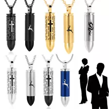 Cross Bullet Urn Necklaces for Ashes Cremation Jewelry Keepsake Memorial Pendant