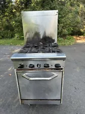 USED 24” 4 Burner Commercial Range With Single Oven