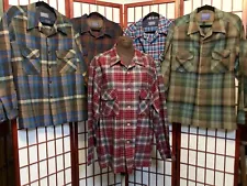 LOT OF (4) VINTAGE PENDLETON 100% PURE VIRGIN WOOL PLAID USA MENS SHIRTS SZ XL