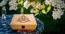 Laser Engraved Wood Memory Box for Keepsake Storage-Triquetra