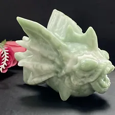235G Natural Gem jade Hand carved Flying Fish andcattlecrystal specimen Healing