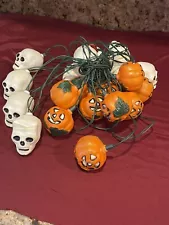 1986 HALLOWEEN 10JOL&10SKULLS BLOW MOLDS 1 STRING OF LIGHTS SIGNED OSC ALL WORK