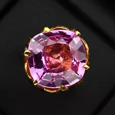 Estate Vivid Pink Tourmaline Cushion 12.30Ct 925 Sterling Silver Handmade Rings