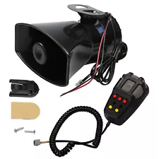 7 Sound 12V Car Alarm Speaker PA Siren Horn MIC Warning Microphone System R5N6