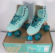 Candi Girl Carlin Roller Derby Elite Roller Skates, Green / Blue Size 7 US New