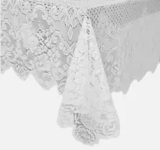 White Lace Tablecloth Vintage-Style Wedding 60" x 97" Juvale