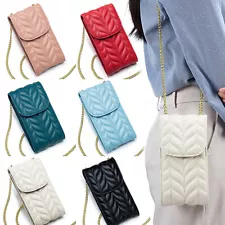 Genuine Leather Small Cell Phone Purse Bag Shoulder Strap Pouch Wallet for Women