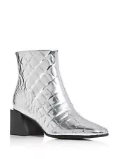 SIGERSON MORRISON Womens Silver Crocodile Mandel Flare Leather Booties 37