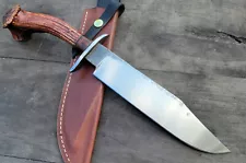 HANDMADE 5160 TOOL STEEL HUNTING BOWIE KNIFE WITH ANTLER HANDLE & LEATHER SHEATH