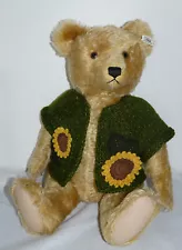 Handknitted CARDIGAN, Sunflower, Tyrolean, for LARGE collectible teddies & dolls