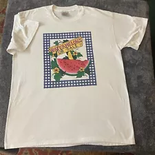 Vintage 90s Watermelons For Sale T-Shirt Single Stitch White Sz XL Farm Fruit