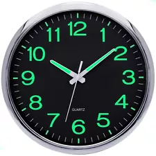 VINILITE 12" Luminous Wall Clock Glow in the Dark Wall Clock Silent Wall clocks